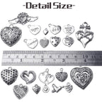 100g Antique Silver Love Heart Charm Alloy Tibetan style Heart Charm Jewelry Heart Charm Pendant for DIY Bracelet Necklace Jewelry Making Supplies