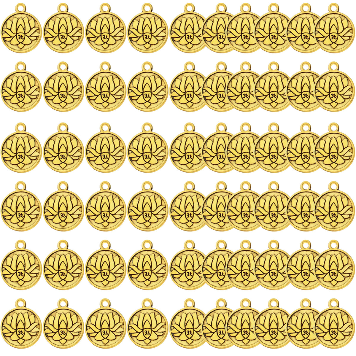 60pcs Lotus Flower Charm Pendants Tibetan Alloy Lotus Beads Charms for DIY Necklace Bracelet Jewelry Making Findings Accessory