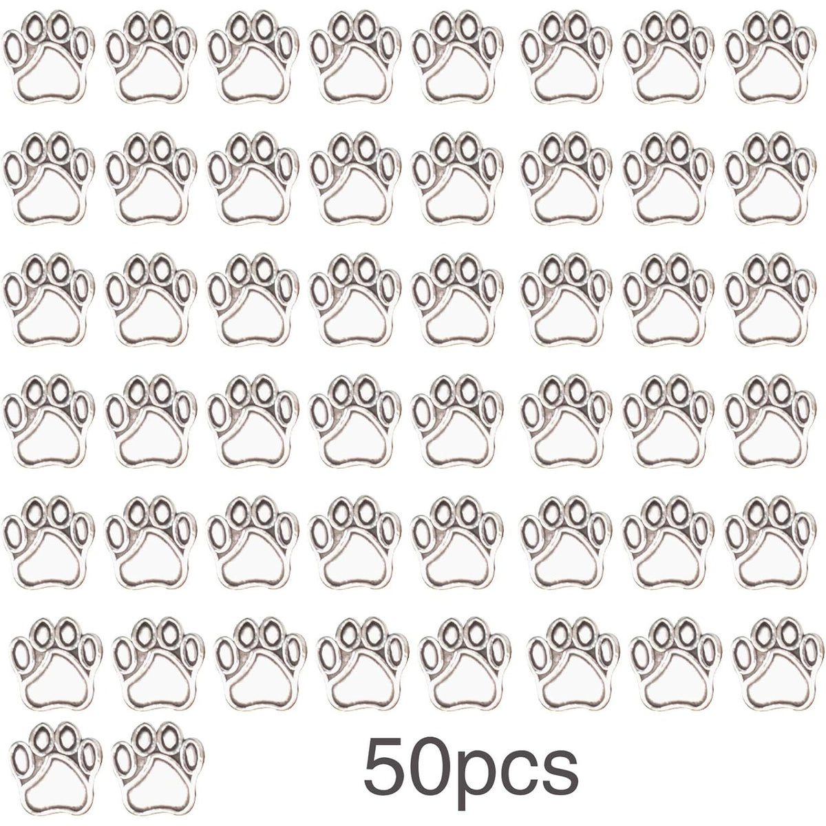 50pcs Antique Silver Animal Paw Print Spacer Beads Vintage Alloy Dog Bear Footprint European Large Hole Beads Accessories for DIY Bracelet Earrings Crafts Jewelry Making, Hole: 4.8 mm