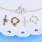 20 Sets Butterfly Bracelet Toggle Clasps T-Bar End Tibetan Closure Filled Fastener Hook Toggle Connectors for DIY Necklace Jewelry Craft Making, 2 Colors