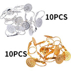 Lever Back Earring Components, 20pcs Brass Leverback Ear Wires Hook Clip Earring Findings with 12mm Round Mesh Pad for Earring Designs Jewelry Making
