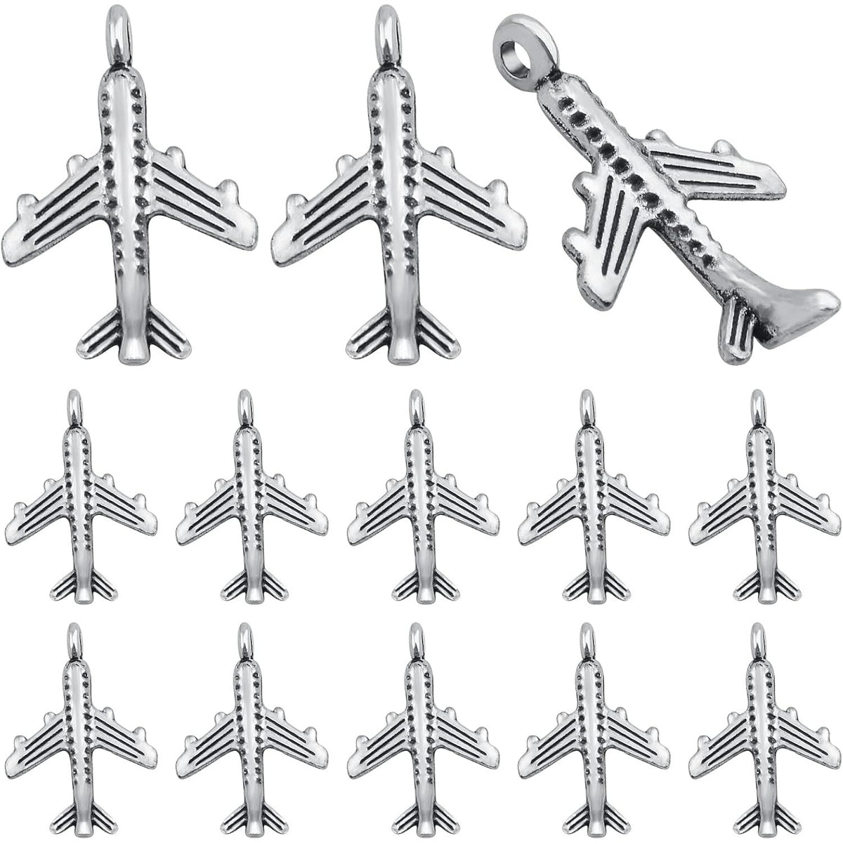 100 Pieces Antique Silver Aircraft Plane Pendant Charms Alloy Airplane Dangle Charms Craft Supplies for DIY Necklace Bracelet Jewelry Making Findings