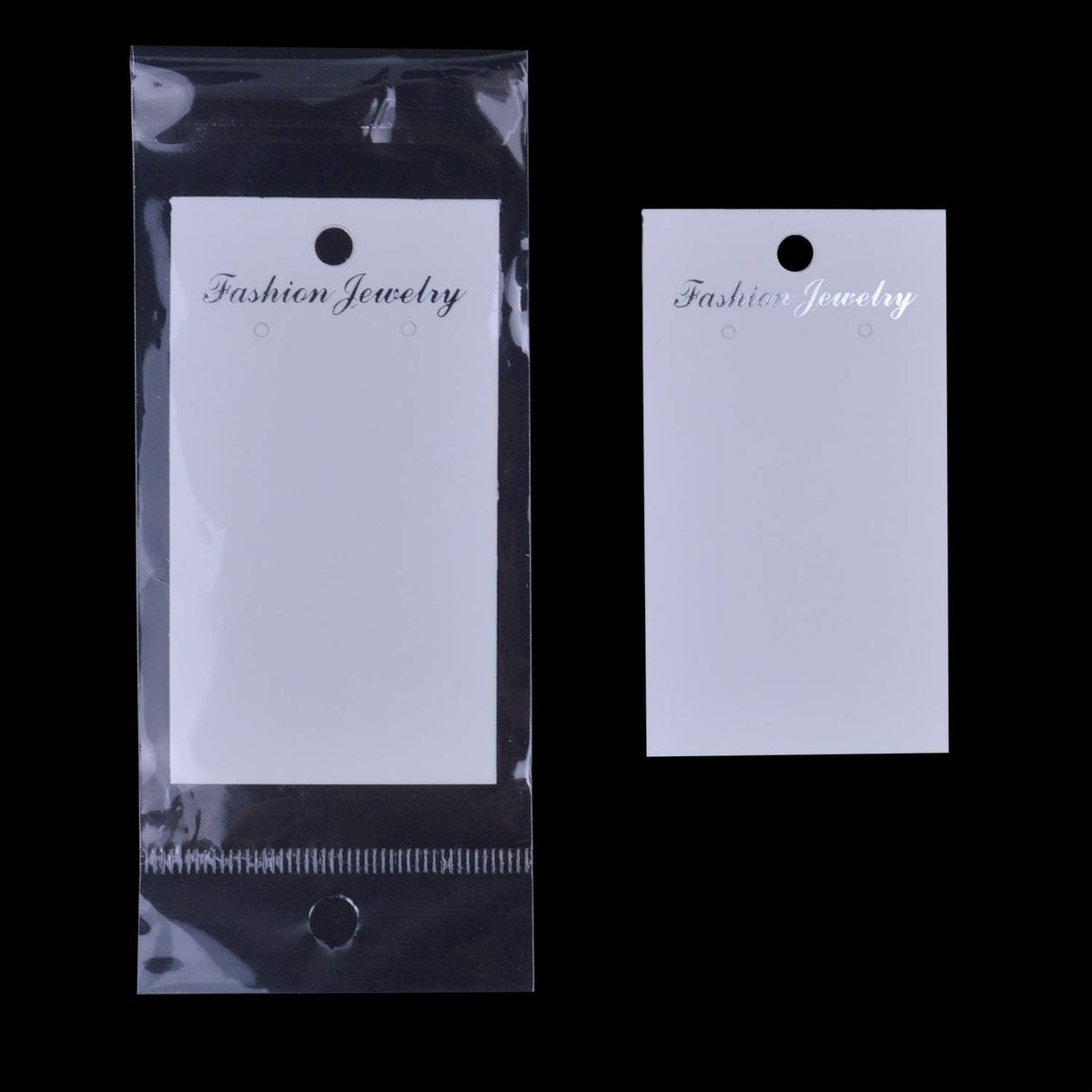 100 Set White Kraft Paper Earring Display Card Earring Stud Cards Tags with 100pcs Self-Seal Bags for DIY Ear Studs and Earrings
