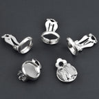 Clip-on Earring Converters, 20pcs (10 Pair) Flat Round Earring Trays 12mm Earring Cabochon Setting Converter for Non Pierced Ears Earring Making - Silver