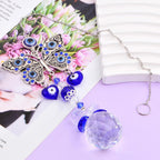 1pcs Blue Evil Eye Suncatcher Butterfly Hanging Crystal Ornament Protection Charm Prism Pendant Sun Catcher Car Ornaments Accessories for Home Office Garden Window Wall Decor
