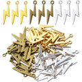 60pcs Lightning Bolt Pendants Alloy Flash Lightning Charms Thunder Flash Celestial Dangle Charms for DIY Earrings Bracelet Crafts Jewelry Making Accessory,28mm×7.7mm