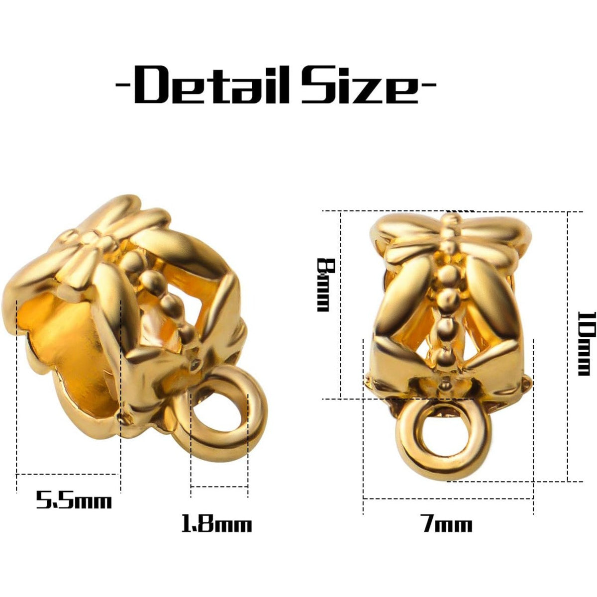 100pcs Bail Beads Alloy European Style Bail Beads with Charm Loop Connector Spacer Beads Jewelry Tube Bails Beads for DIY Bracelet Necklace Jewelry Crafts Making Supplies