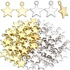 Star Pendant Charms, 100pcs 13x10mm Star Shape, Antique Golden & Silver Plated, Pentagram Charms for DIY Bracelet, Necklace, Earring Jewelry Making