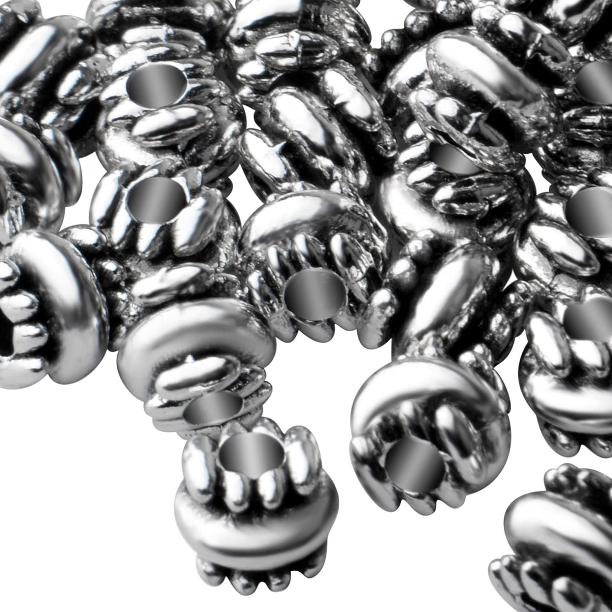 100pcs Antique Silver Spacers Beads Tibetan Alloy Rondelle Bead Spacers Tube Beads Column Loose Beads Charm Beads for Jewelry Bracelet Making Finding