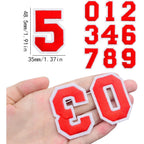 40pcs Red Number Patches Sew On Decals Number 0 to 9 Iron on Patches Embroidered Decorative Repair Patches Appliques for Clothes T-Shirts Hat Bag Shoe DIY Craft Projects