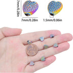 30pcs Alloy Heart Shape Spacer Beads Small Shiny Heart Love Loose Beads Handmade Accessories for DIY Bracelet Necklace Earrings Jewelry Making Valentine's Day, Rainbow Color