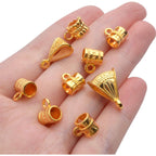 100g (About 120-170pcs) Mixed Gold Bail Beads,Spacer Bead,Bail Tube Beads,Bracelet Charms,Necklace Pendants for Jewelry and Craft Making