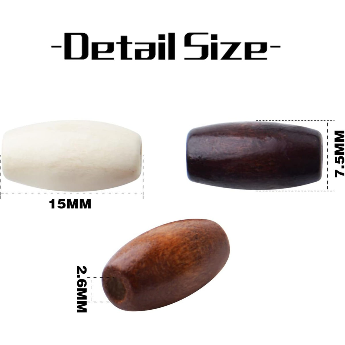 Oval Wood Beads,120pcs Natural Wooden Beads Hair Wood Beads Wooden Loose Bead Spacers for Jewelry Making DIY Bracelet Necklace Hair Crafts,3 Colors