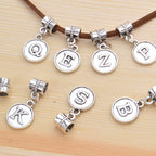 26pcs Letter Charms Alphabet A - Z Letter Charm Pendants with Bail Beads for Necklace Bracelets Jewelry Making,Silver