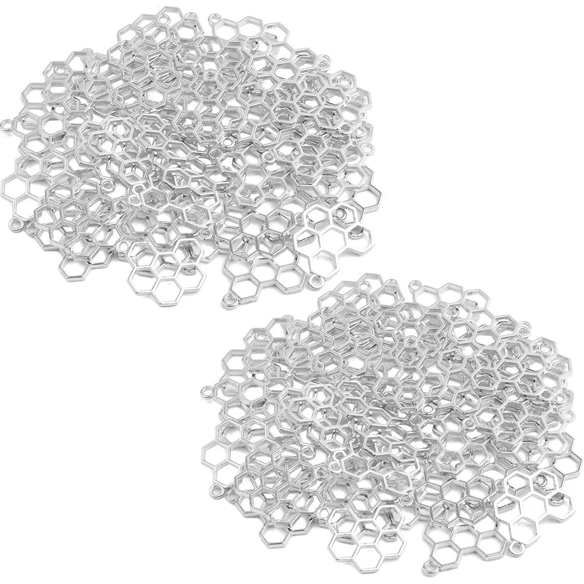 100 Pieces Hollow Frame Honeycomb Charms Alloy Blank Open Back Bezel Pendants Charms for DIY Necklace Bracelet Jewelry Making Resin Crafts, 2 Colors