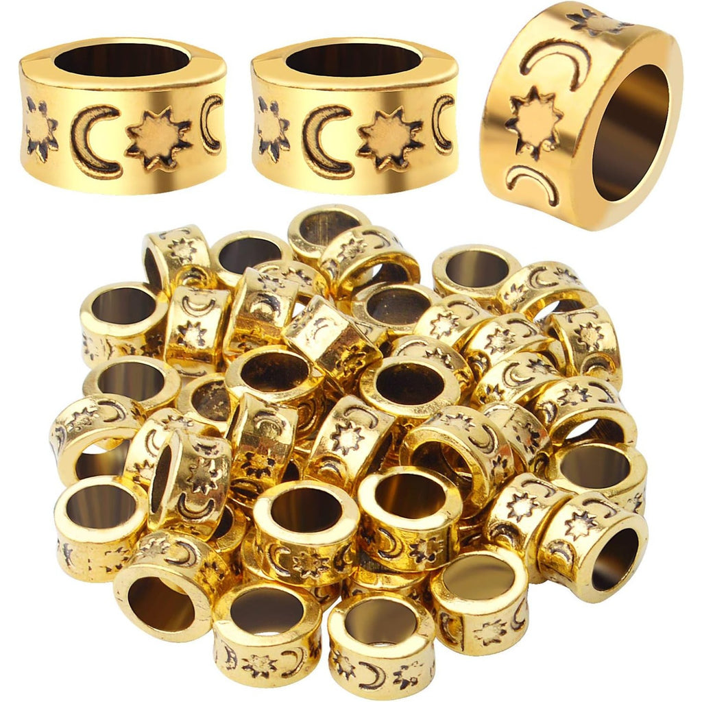 50pcs Large Hole Column Spacer Beads Tube Beads Alloy Antique Gold Rondelle Jewelry Spacers for Bracelet Necklace DIY Jewelry Making