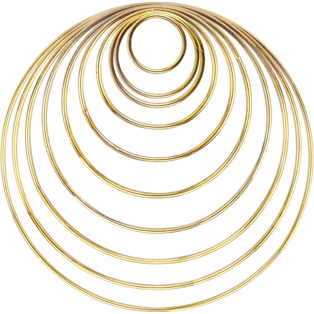 10 Pieces Metal Rings Craft Metal Hoops Macrame Rings for Dream Catcher and Crafts, 10 Sizes(Gold)