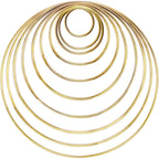 10 Pieces Metal Rings Craft Metal Hoops Macrame Rings for Dream Catcher and Crafts, 10 Sizes(Gold)