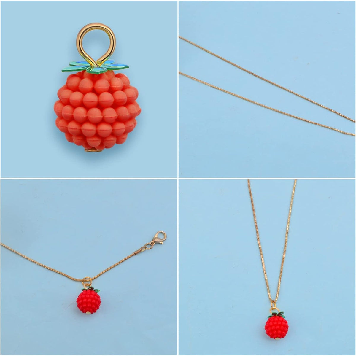 50pcs Resin Bayberry Ball Charms 3D Fruit Bayberry Strawberry Circle Pendants Hanging Ornaments for DIY Earring Necklace Jewelry Making Christmas Decor, 10 Colors