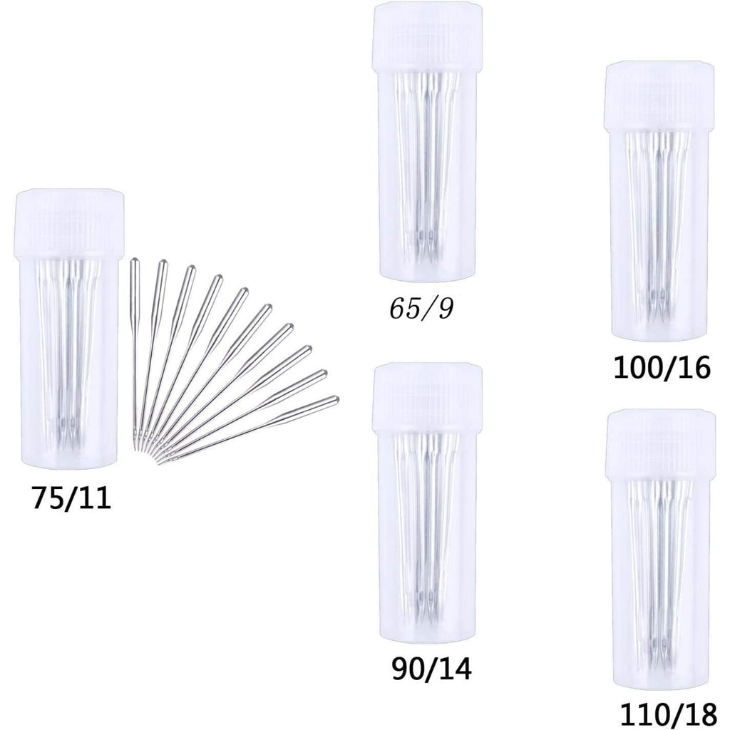 50 Pieces Sewing Needles Home Sewing Machine Needles, Size 9, 11, 14, 16, 18, with 5 Needle Bottles, 10 Pieces Per Size