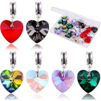 24pcs 6 Colors Heart Shaped Dangle Pendants Charms Faceted Crystal Heart Bead Charms with Bail Hanger for DIY Necklace Earrings Bracelets Jewelry Making