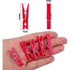 100 Pieces Photo Clips Plastic Picture Paper Clip Mini Laundry Clothespins Peg Pins for Home School Arts Crafts Decoration, 3.4 x 0.5cm(Red)