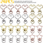 Lobster Claw Clasps, 24pcs Metal Swivel Claw Clasps Star and Heart Shape Snap Hook with Key Rings Swivel Lanyard Clips for Bag Keychain DIY Crafts, Golden, Silver, Rose Golden, 34x24mm