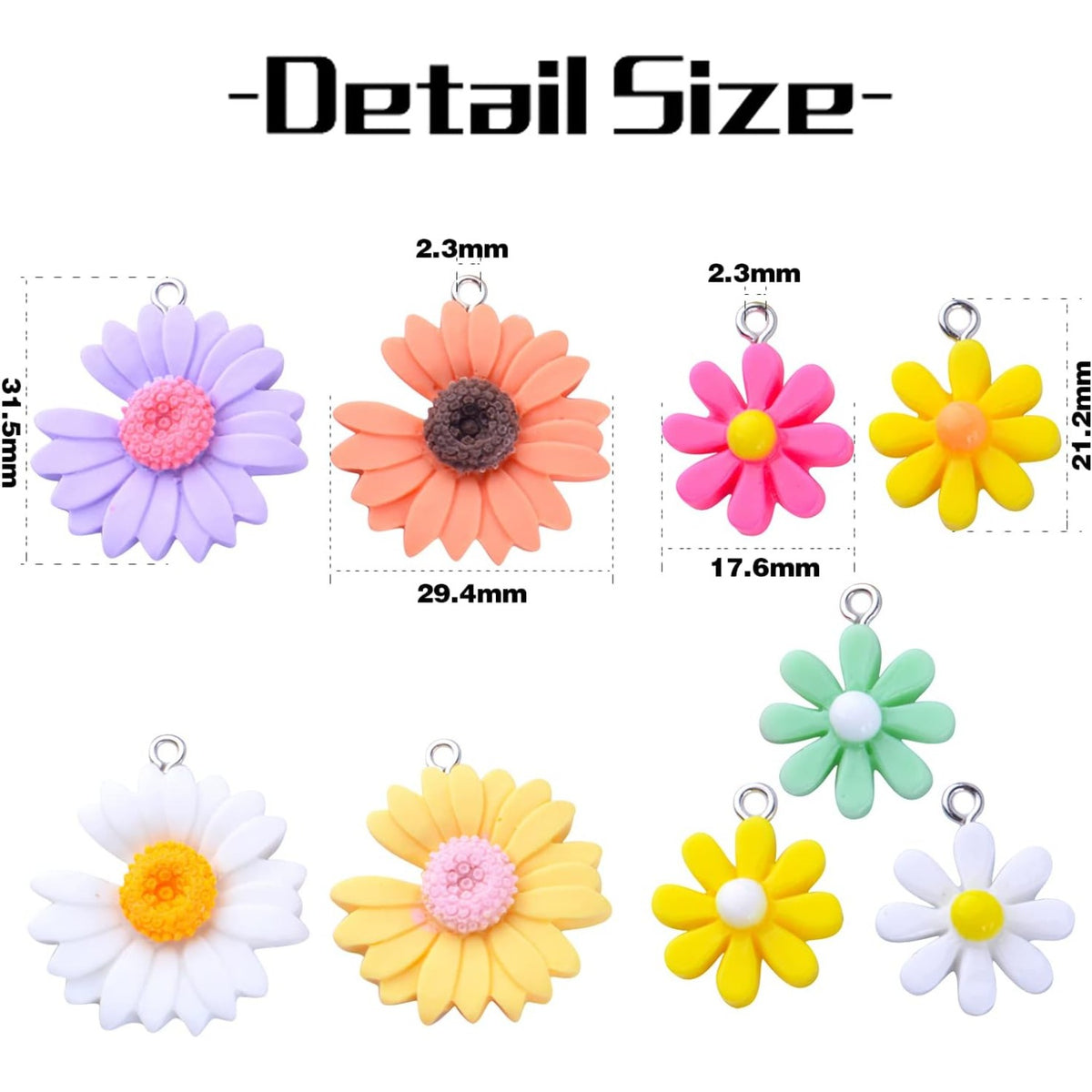 20pcs Colorful Flower Pendant Charms Resin Daisy Flower Charm Pendants Daisy Bead Charms for DIY Earrings Necklace Bracelet Jewelry Crafts Making Accessory, 2 Styles