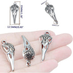 50pcs Antique Silver Skull Bird Head Charms Tibetan Style Alloy Raven Bird Skull Skeleton Pendant Charms for Halloween Witch Pagan DIY Jewelry Making