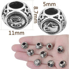 24pcs 12 Constellations Carved Beads Alloy European Large Hole Beads Lucky Charms Zodiac Loose Spacer Beads for DIY Bracelet Crafts Jewelry Making, Antique Silver