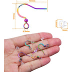 50pcs Stainless Steel Earring Hooks Hypoallergenic Ear Wires Earring Fish Hooks with 50pcs Clear Silicone Earring Backs for DIY Jewelry Making(Rainbow Color)