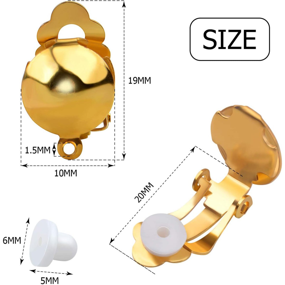 20 Pieces Clip On Earring Converter Non-Pierced Earrings Components with Loop and 20 Pieces Earring Cushions for Earring Making,Sliver and Gold