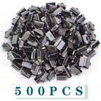 500pcs Ribbon Pinch Crimp Clamp Ends Metal Cord Ends Fasteners Clasp Connectors for DIY Bracelet Bookmark Lanyard Leather Chain Extenders Jewelry Making, Gun Black