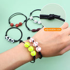 12pcs Adjustable Sport Theme Ball Charm Bracelets Soccer Basketball Baseball Volleyball Tennis Rugby Bracelet Wristbands Friendship for Teens Students Sport Team Players, 6 Styles