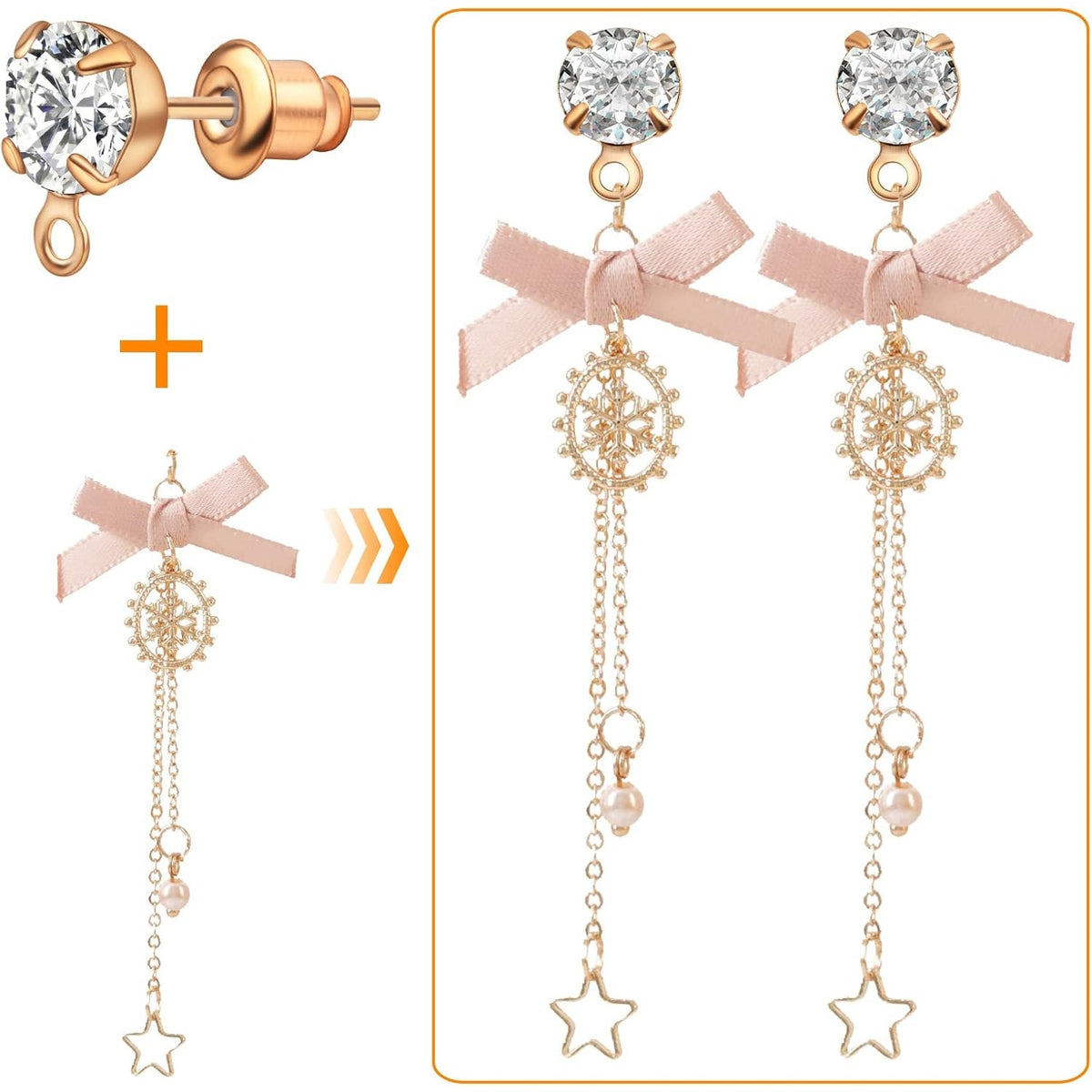 50pcs Rhinestone Earring Studs Hypoallergenic Crystal Earring Posts with Loop and 50pcs Bullet Earring Stoppers Replacement for DIY Jewelry Making(KC Golden)