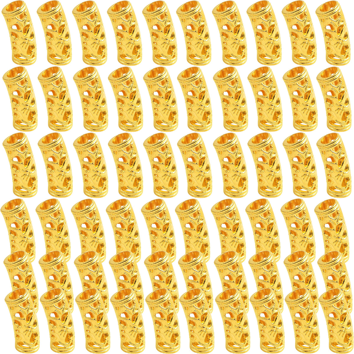 60pcs Tibetan Hollow Column Spacer Beads Alloy Large Hole Long Curved Tube Slide Loose Beads for DIY European Charms Jewelry Making Findings, 3 Colors, Hole: 5 mm