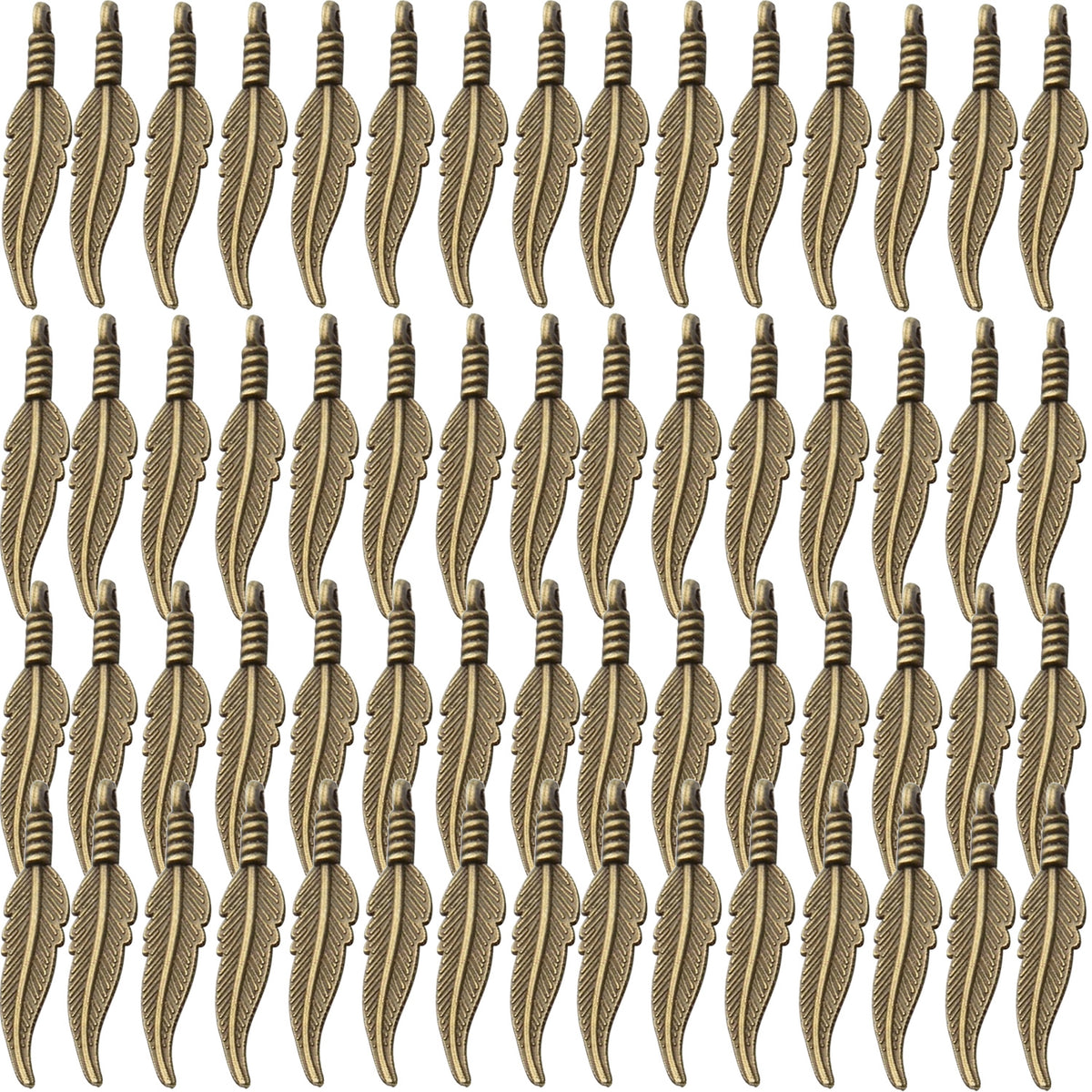 60pcs Craft Supplies Feather Charms Pendants Tibetan Alloy Leaf Charms for DIY Earring Necklace Jewelry Making Accessory,6 Colors