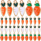 60pcs Enamel Radish Shape Charms Alloy Carrot Fruit Food Vegetable Theme Dangle Pendants Keychain Accessories for DIY Necklace Earrings Jewelry Making Supplies, 3 Styles