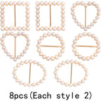 8pcs T Shirt Scarf Clip Ring Round Square Oval Heart Shape Scarf Ring Clip Buckle with Pearl for Clothing Ring Wrap Holder Parties Costume Clothes Corner(4 Styles)