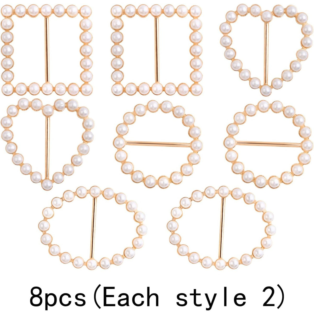 8pcs T Shirt Scarf Clip Ring Round Square Oval Heart Shape Scarf Ring Clip Buckle with Pearl for Clothing Ring Wrap Holder Parties Costume Clothes Corner(4 Styles)