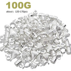 100g (About 120-170pcs) Mixed Bright Silver Bail Beads,Spacer Bead,Bail Tube Beads,Bracelet Charms,Necklace Pendants for Jewelry and Craft Making