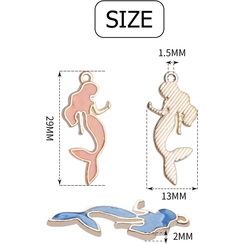 Enemal Mermaid Charms, 30pcs Gold Plated Oil Drip Enamel Pendants for Jewelry Making, Bracelets, Necklace Craft Supplies, 13 * 29mm