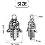 100pcs Antique Silver Hamsa Hand Charms Hand of Fatima Pendants Jewelry Making Findings for DIY Necklace Bracelet