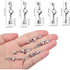20pcs Lobster Claw Clasps with Cord Ends Stainless Steel Leather Fold Over Necklace Cord End Caps Connector with a Plastic Box for DIY Bracelets Chokers Jewelry Making, 5 Sizes