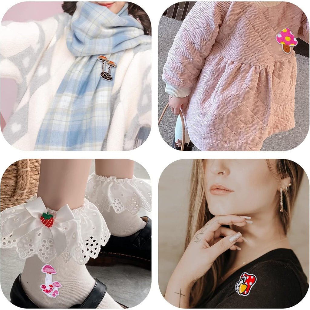 20 Pieces Mushroom Embroidered Patches Iron-on Mixed Styles Mushroom Applique Sewing Embroidery Patches for Clothes Dress Hat Pants Shoes Curtain Backpack Bags Decoration