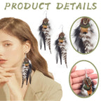 Bohemian Long Feather Earrings for Women Handmade Tassel Dangle Earrings Handmade Feathers Statement Dangling Earring Hooks for Women Ladies Wedding Party Jewelry Gifts