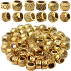60pcs Antique Gold Spacers Beads Tibetan Large Hole Spacers Round Tube Beads European Rondelle Spacers for Necklace Bracelet DIY Jewelry Crafts Making