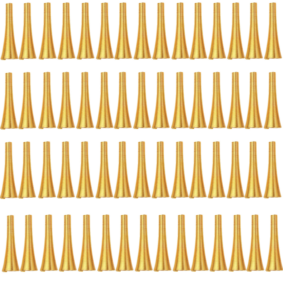 60pcs 30 mm Long Spring Cone Bead Caps Alloy Trumpet Shape Wrap Coil Spring Beads Stoppers for DIY Earrings Tassel Crafts Jewelry Making Supplies Accessories, 5 Colors