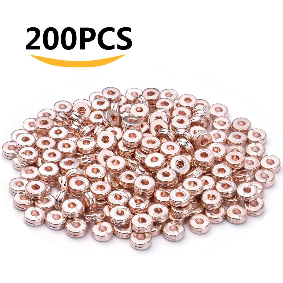 Metal Spacer Beads,200pcs Flat Round Disc Rondelle Spacer Beads Metal Rondelle Beads Spacers for Jewelry Making(6mm) - Silver and Golden