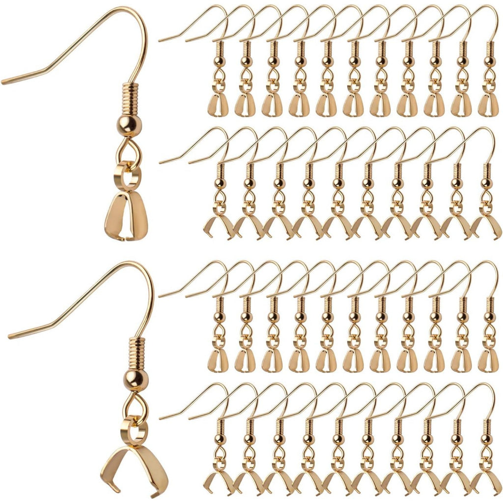 50pcs Stainless Steel Earring Hooks Hypoallergenic French Wire Earring Ball Hooks with Pendant Clasp for Crafts DIY Jewelry Making